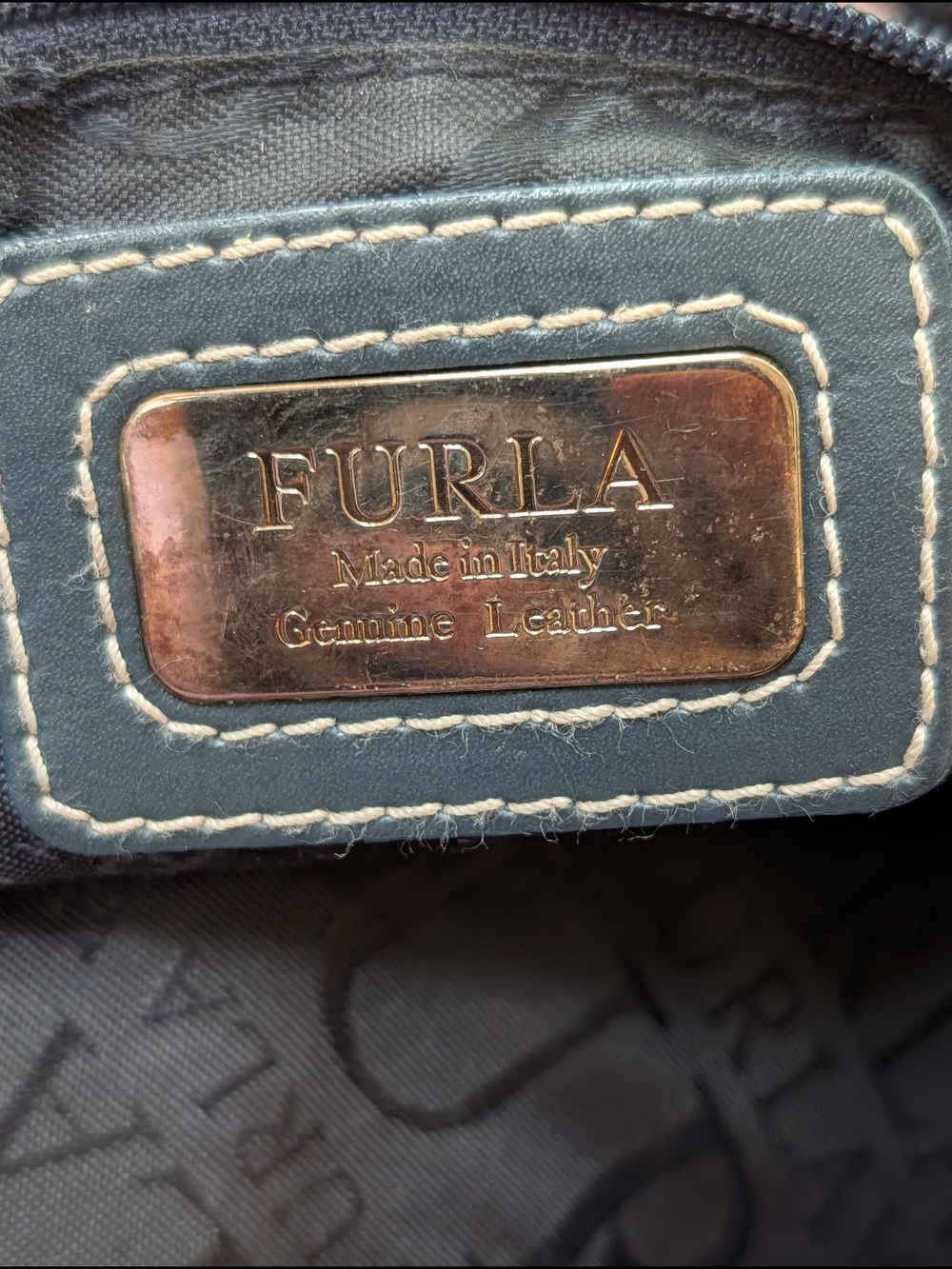Furla Vintage Leather Black Hobo With Studs Handbag or Crossbody EUC - Picture 10 of 11